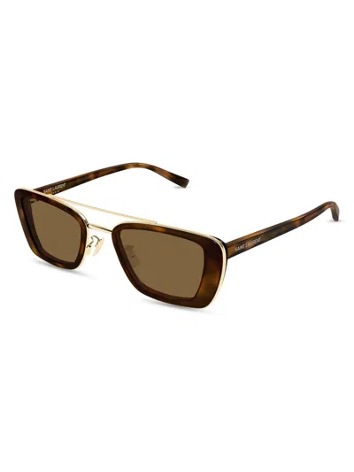 Saint Laurent Women's 50mm Rectangular Sunglasses In Green