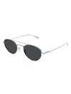 Saint Laurent Silver-silver-grey Metal Sunglasses In Gray