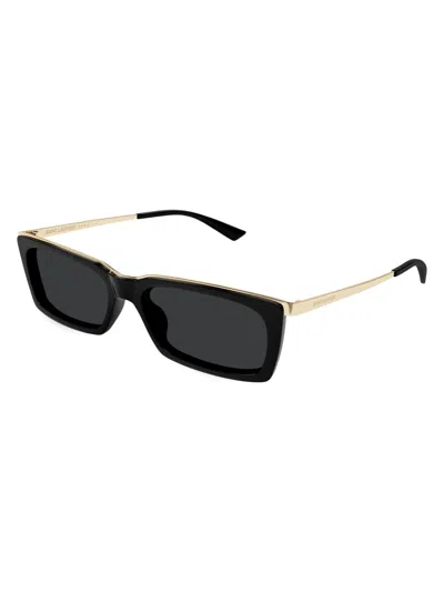 Saint Laurent Women's 57mm Rectangular Metal Sunglasses In Metallic