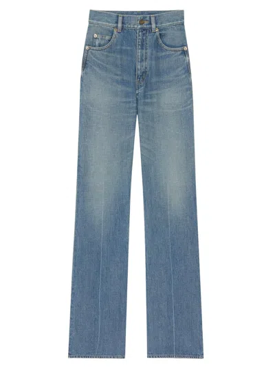 Saint Laurent Women's 70's Authentic Medium Denim Jeans In Blue