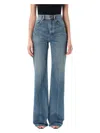 Saint Laurent High Rise Flared Boot-cut Jeans In Authentic Medium Blue