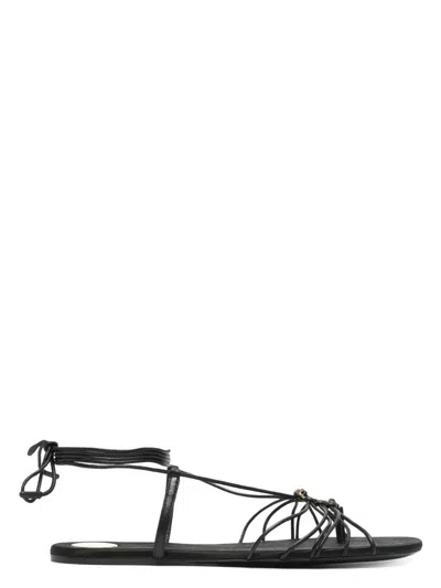 SAINT LAURENT WOMEN'S ANKLE STRAP BABYLONE FLAT SANDALS