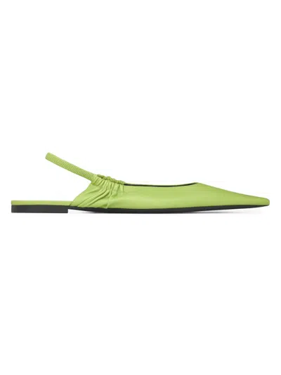 Saint Laurent Women's Anne-marie Slingback Flats In Smooth Leather In Green
