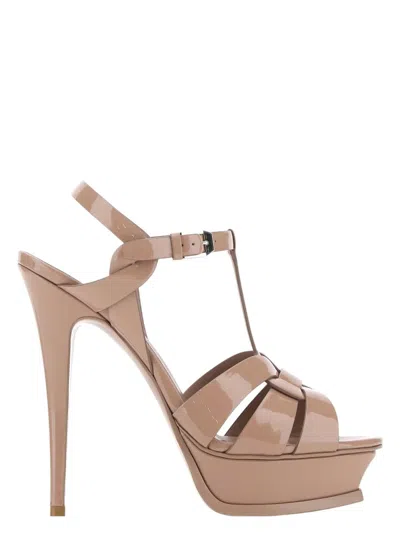 サンダル・ミュール SAINT LAURENT Antiqued Pink Leather Tribute 105 Sandals Saint Laurent Antiqued Pink Leather Tribute 105 Sandals In