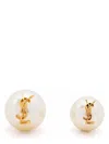 Saint Laurent Asymmetrical Earrings With Pearl And Monogram In Metal