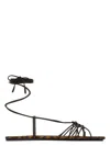 Saint Laurent Ankle Strap Babylone Flat Sandals Shoes In Brown