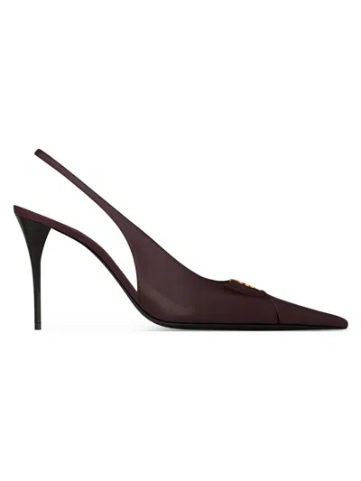 Saint Laurent Women's Babylone Breteuil Slingback Pumps In Burgundy