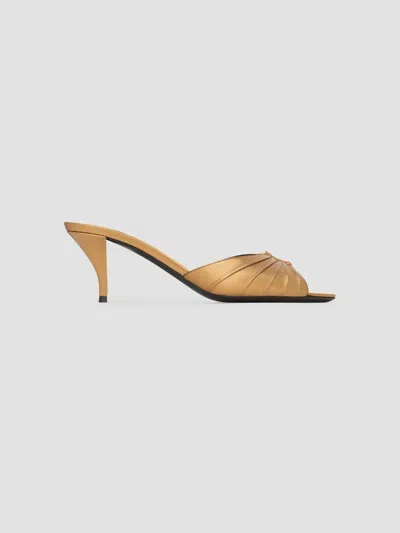 Saint Laurent Women's Babylone Mules In Metallic Leather In Metal Persian