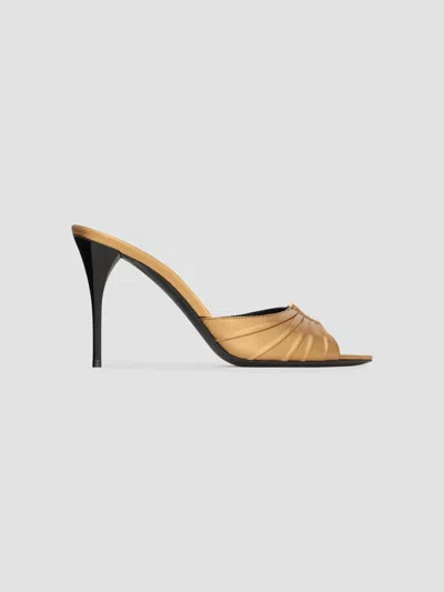 Saint Laurent Women's Babylone Mules In Metallic Leather In Metal Persian