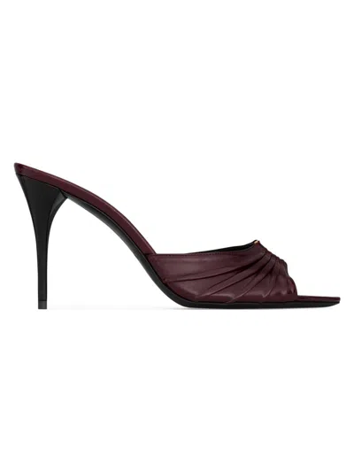Saint Laurent Women's Babylone Mules In Smooth Leather In Burgundy