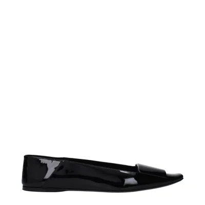 Saint Laurent Square-toe Patent Leather Ballet Flats In Black
