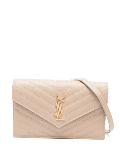Saint Laurent Beige Cassandre Crossbody Bag In Pink