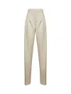 Saint Laurent Women Beige Light Wool Trousers In Neutral