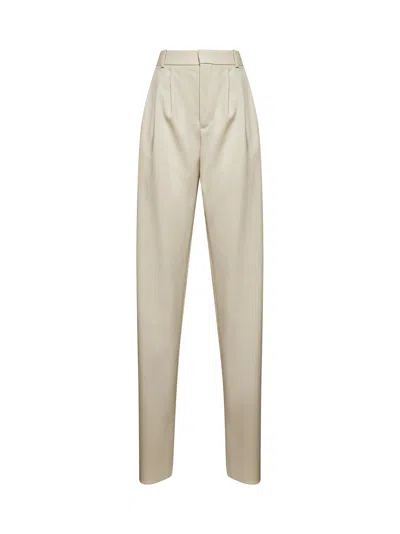 Saint Laurent Women Beige Light Wool Trousers