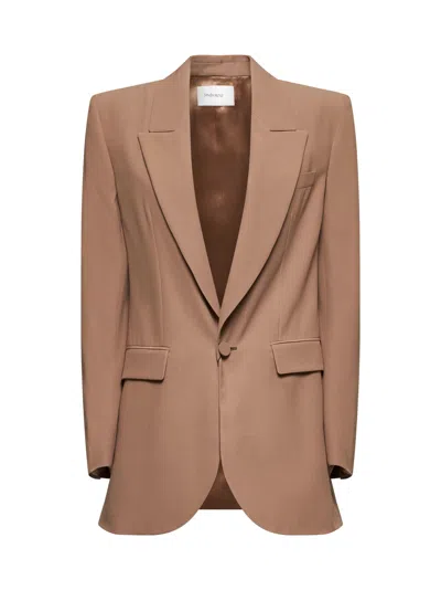 Saint Laurent Women Beige Silk Crêpe Blazer