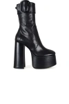 Saint Laurent Billy Platform Leather Ankle Boots In Black