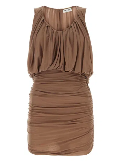 SAINT LAURENT WOMEN'S BISCUIT CUPRO MINI DRESS