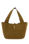 Saint Laurent Women Biscuit Suede Leather Le 5 Ã 7 Bea Shoppong Bag In Brown