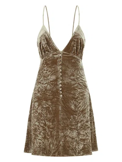 SAINT LAURENT WOMEN'S BISCUIT VELVET MINI DRESS