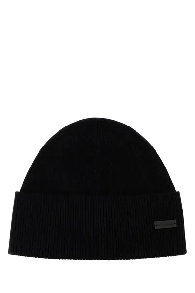 Saint Laurent Women Black Cashmere Beanie Hat