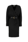 Saint Laurent Sheath Midi Dress In Black
