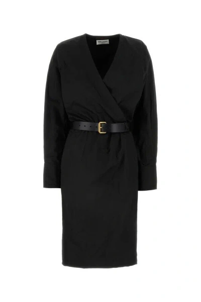 SAINT LAURENT SAINT LAURENT WOMEN BLACK COTTON BLEND DRESS