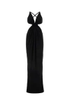 Saint Laurent Abito Lungo In Crepe Nero Donna In Black