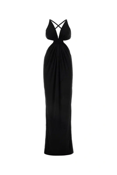 Saint Laurent Women Black Crepe Long Dress