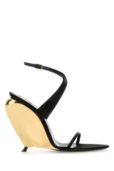 Saint Laurent Women Tallulah 110 Satin Sandals With Sculptural Wedge Heel In Multi