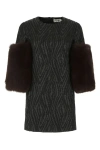 Saint Laurent Black Crewneck Mini Dress In Black