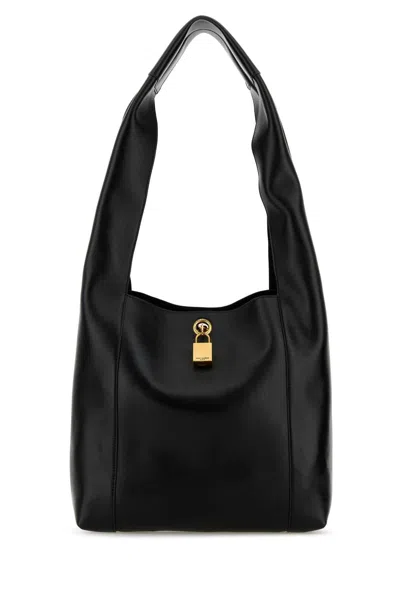 Saint Laurent Women Black Leather Tanger Shopping Bag