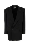 Saint Laurent Women Black Grain De Poudre Wool Tuxedo Jacket In Black