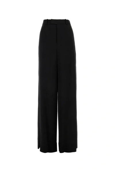 Saint Laurent Women Black Satin Wide-leg Pant