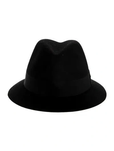 Pre-owned Saint Laurent Women's Black Suede  Panama Hat