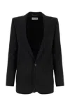 Saint Laurent Womans Black Gabardine Single-breasted Blazer In Black