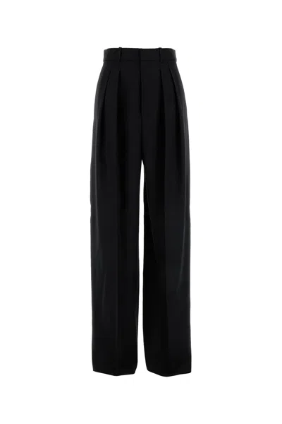 Saint Laurent Women Black Wool Wide-leg Pant