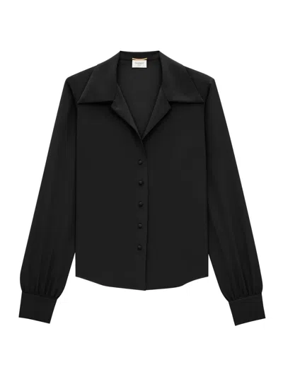 Saint Laurent Silk Crepe De Chine Blouse In Black