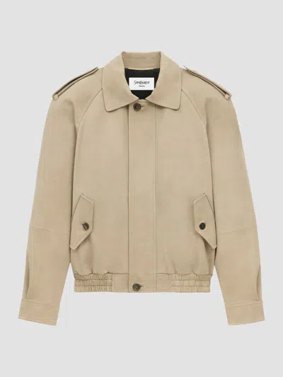 Saint Laurent Women's Bomber Jacket In Nubuck In Multi
