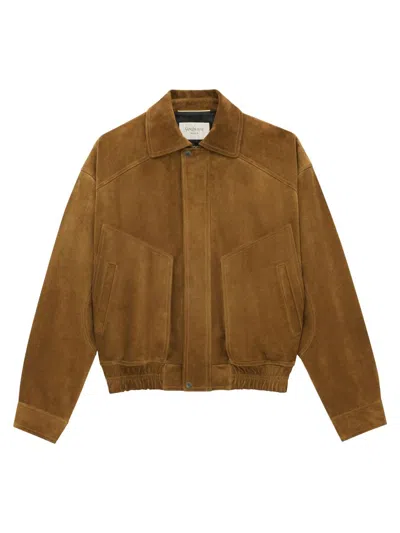 Saint Laurent Women's Bomber Jacket In Suede In Brown