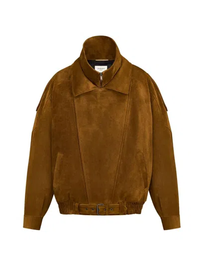 Saint Laurent Women's Bomber Jacket In Vintage Split Leather In Brown