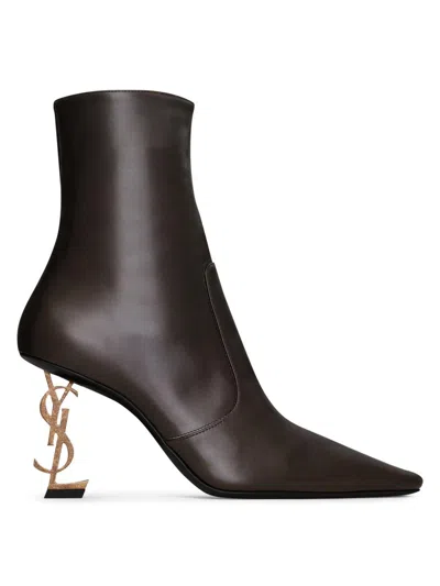 Saint Laurent Women's Booties In Smooth Leather In Blue