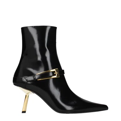 Saint Laurent Women's Boots Black Leather In Animal Print