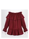 Saint Laurent Cotton Twill Mini Dress In Red