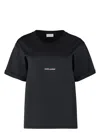 Saint Laurent Logo Print Crewneck T-shirt In Black