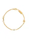 Saint Laurent Metal And Rhinestone Cassandre Heart Charm Bracelet Accessories In Oro