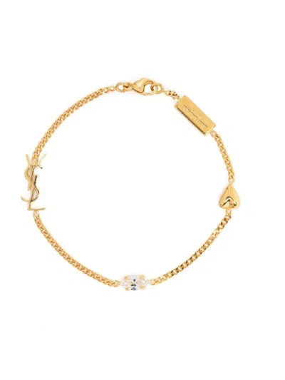 SAINT LAURENT WOMEN'S BRACELET MONOGRAMME STRASS AND LITTLE HE