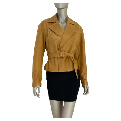 Pre-owned Saint Laurent Women's Brown Leather Double Breasted Jacket Sz.40