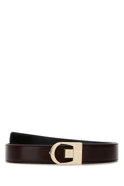 Saint Laurent Women Brown Leather Reversible Belt