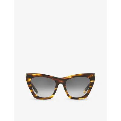 SAINT LAURENT SAINT LAURENT WOMENS BROWN SL214 KATE CAT-EYE-FRAME ACETATE SUNGLASSES