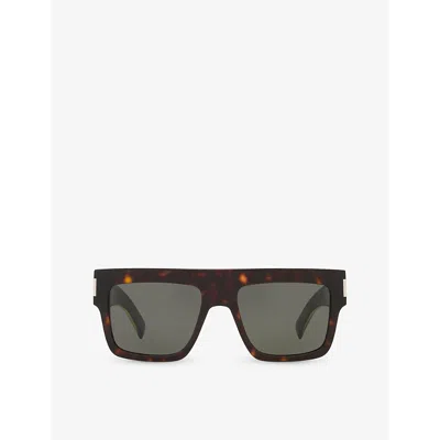 Saint Laurent Womens Brown Sl628 Square-frame Acetate Sunglasses